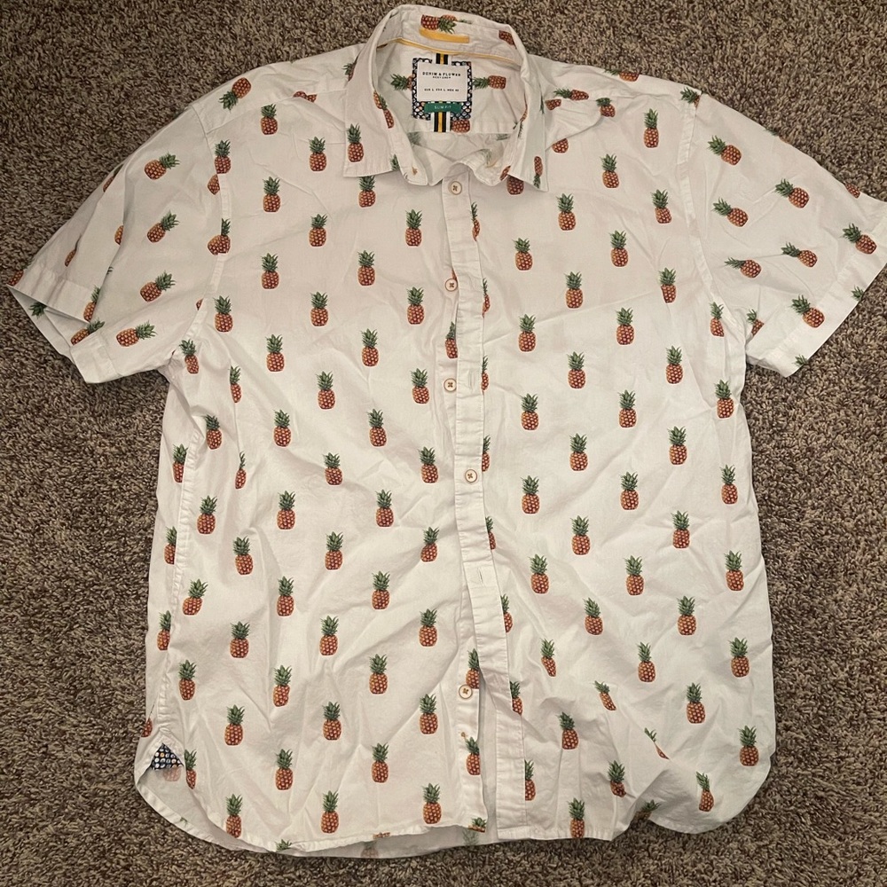 pineapple print Slim Fit casual shirt